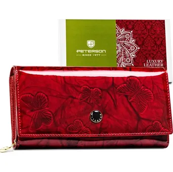 Peněženka Červená lakovaná dámská peněženka s motýlky na karty