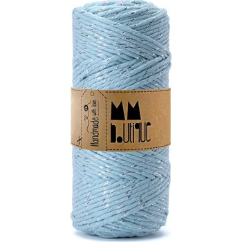 Příze MMboutique bavlněná šňůra na macramé Single twist 3mm 100m Silvery Baby blue