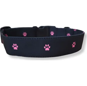 Obojek pro psa Softshellový obojek pro psa - RŮŽOVÉ PACIČKY, S, 2 cm