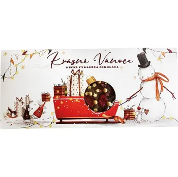 Čokoláda Ručně vyráběná sypaná mléčná čokoláda 80 g – Šťastné a barevné Vánoce