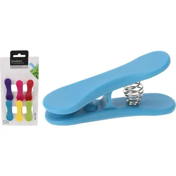 Klip na sáčky s nerez pružinou 6,5x2x3cm plastový (6ks) - mix variant či barev