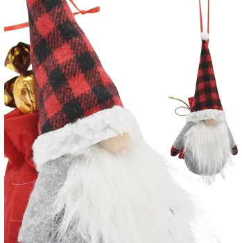 Vánoční dekorace Vánoční dekorace skřítek trpaslík s pytlem na dárky 20 cm