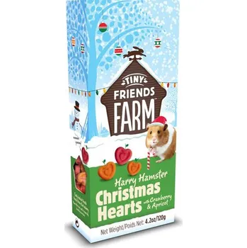 Krmivo pro hlodavce TinyFarmFriends Supreme Tiny FARM Snack Hamster Christmas - srdíčka 120g