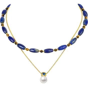 Náhrdelník JAY Dvojitý náhrdelník s lapis lazuli a zirkony Aurelia JAY-0185-ZS61244 45 cm Modrá