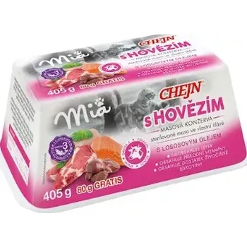 Krmivo pro kočku Chejn MIA s hovězím 405g (325g+80g GRATIS) vanička (+ SLEVA PO REGISTRACI/PŘIHLÁŠENÍ! ;))