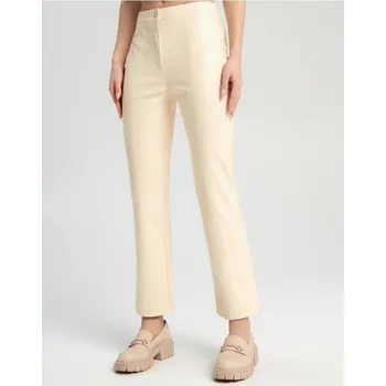 Dámské kalhoty Sinsay - Koženkové kalhoty - béžová - 4882T-02X - 4882T-02X-XXS