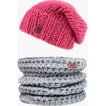 Doke Set merino pletená čepice roy coral a nákrčník light