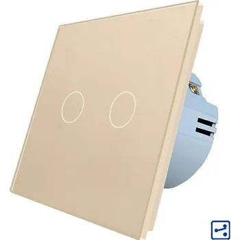 vypínač WELAIK skleněný dotykový vypínač dvojitý schodišťový/křížový kompletní ř.6+6- ivory creme