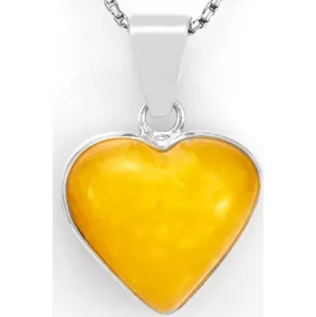 Přívěsek Stříbrný přívěsek (Ag 925/1000) se žlutým baltským jantarem QAA, srdce cca 26 x 29 mm, "srdce pro vílu ze slunečního království II" (JA1975P)