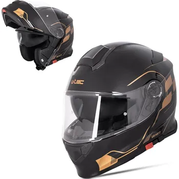 Motodoplněk W-TEC Výklopná přilba Venero Glossy Black-Gold - XS (53-54)