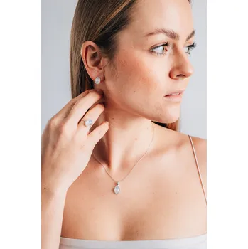 Prsten 7 Angelic Eyes Stříbrný dámský prsten z oválného měsíčního kamene a kulatého topazu Velikost: 54