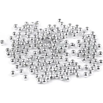 Dětské navlékací korálky Plastové voskové korálky / perly Glance Ø3 mm stříbrná 10g