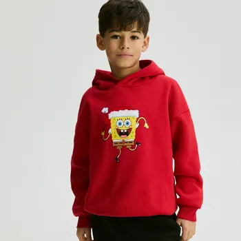 Chlapecká mikina Reserved - Bavlněná mikina SpongeBob - červená - 767IK-33X - 767IK-33X-152