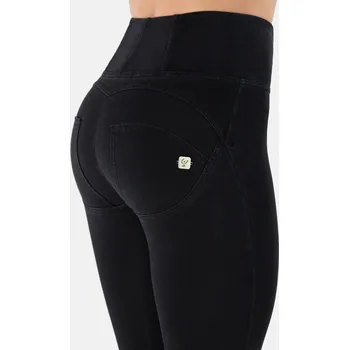 Dámské kalhoty Freddy kalhoty WR.UP džínové černé, černý šev, vysoký pas, superskinny střih, denim žerzej Vybraná velikost: S