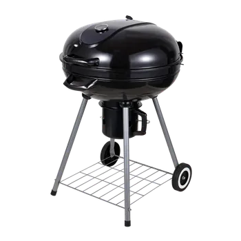 KULOVÝ GRILOVÝ DŘEVĚNÉ UHLÍ S VÍKEM, POPELNÍKEM A KOLEČKY 66 x 57 x 85 CM *5313