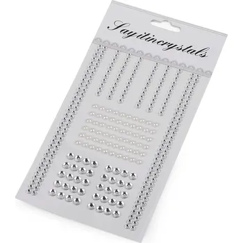 Dětské navlékací korálky Samolepicí kamínky a perly na lepicím proužku crystal 1karta