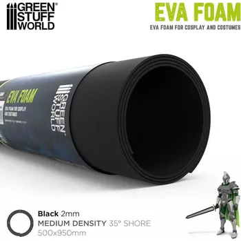 Green Stuff World Cosplay EVA foam 2mm - Medium Density - pěna pro výrobu kostýmů - Black (Green Stuff World)