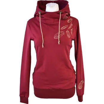 Pánská mikina Mikina s kapucí - vínová - pírka Velikost: S