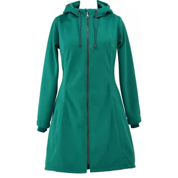 Dámský kabát Flaušový kabát silnější - áčkový - tyrkysová Velikost: M