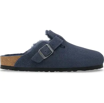 Pánské pantofle Semišové pantofle Birkenstock Boston Shearling pánské, tmavomodrá barva, 1030657 59X, EUR 44