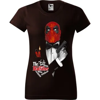 Dámské tričko levne-damske-bavlnene-tricko-potisk-Kmotr-Dead-Pool Velikost dámská trička Basic: XXL šířka 59, délka 69, Odstín dámské tričko Basic: Čokoládové