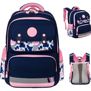 Městský batoh školní batoh z prodyšného polyesteru s hrudním popruhem Barva: růžová || námořnictvo