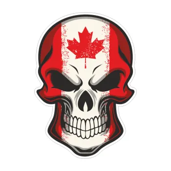 Polep vozidla Barevná lebka 017 vlajka Kanada (3,5 x 5) SAMOLEPKA NA AUTO, NÁLEPKA, FÓLIE, POLEP, TUNING, VLASTNÍ TEXT, TISK, AUTOSAMOLEPKY.cz, POLEPY, OBRÁZEK, LOGO, 3D STICKERS