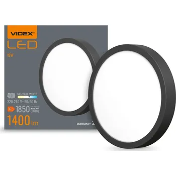 Osvětlení Plafon LED Svítidlo stropní přisazené 15W 1850lm 4000K černá Neutrální Videx