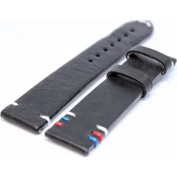 Řemínek na hodinky Řemínek Biatec trikolora ČR/SR 20 mm černý + 5 let záruka a dárek ZDARMA