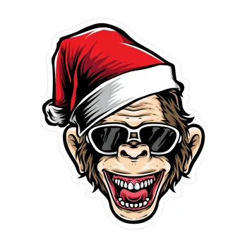 Samolepicí dekorace na vozidlo Barevna-opice 001 levá s čepicí (8,2 x 10) SAMOLEPKA NA AUTO, NÁLEPKA, FÓLIE, POLEP, TUNING, VLASTNÍ TEXT, TISK, AUTOSAMOLEPKY.cz, POLEPY, OBRÁZEK, LOGO, 3D STICKERS