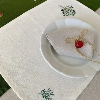 prostírání LNĚNÉ. Tkané a šité v Jeseníkách. lněné prostírání Kouzelné jmelí