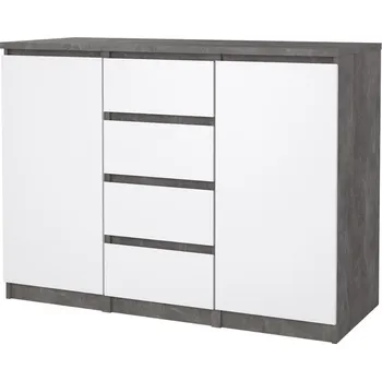 Komoda Komoda Simplicity 121 x 50 x 91 cm, šedá / bílý lesk