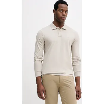 Pánské tričko Tričko s dlouhým rukávem BOSS Orange Passerby 50507704 béžová 80X, vel. L