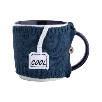 KUBEK NBC 380 ML Z OCIEPLACZEM SWETERKOWYM GRANATOWY