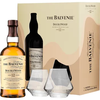 Sklenice The Balvenie 12 letá Doublewood + 2 sklenice 40% 0,7l (darčekové balenie 2 poháre)