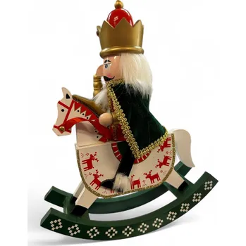 Vánoční dekorace Vánoční dekorace Louskáček - Král na houpacím koni (30 cm) Barva: Zelená