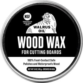 barva a nátěr na dřevo Walrus Oil Wood Wax for Cutting Boards – Přírodní vosk pro krájecí prkénka a dřevěné nástroje Hmotnost: 85 g