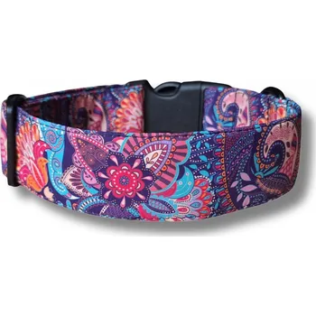 Obojek pro psa Softshellový obojek pro psa - PAISLEY FIALOVÝ, L, 3 cm
