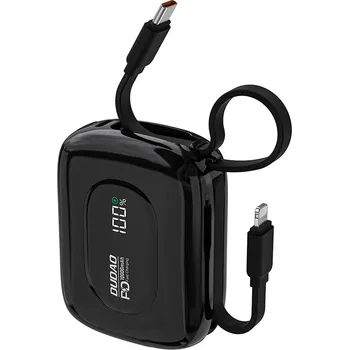 Powerbanka Powerbank DUDAO K32 22,5W 10000 mAh s vestavěným kabelem USB-C/ Lightning - černá