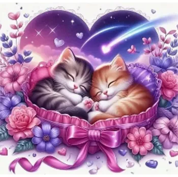 Puzzle NORIMPEX Diamantové malování Spící koťata 30x40cm