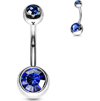 Piercing Atreya Titanový piercing do pupíku s barevnými zirkony Merey Barva: Tmavě modrá, Velikost koncovky: 5 & 8 mm, Délka / Průměr: 10 mm