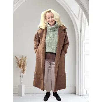 Dámský Teddy Shearling kabát Čokoláda