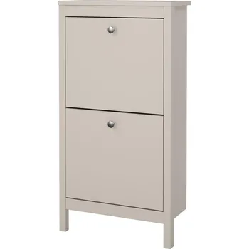 Botník Botník Real úzký s koženými úchyty, krémová