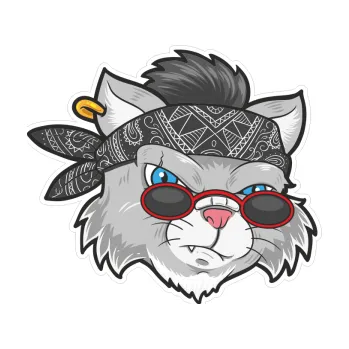 Autodoplněk Samolepka na auto Barevná kočka 019 pravá drsný frajer (10 x 8,8) NÁLEPKA, FÓLIE, POLEPY, TUNING, VLASTNÍ TEXT, TISK, AUTOSAMOLEPKY.cz, SAMOLEPKY, OBRÁZEK, LOGO, VÝROBA, PRODEJ