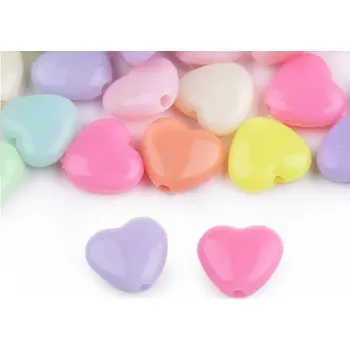 Dětské navlékací korálky Plastové korálky srdce 20 g