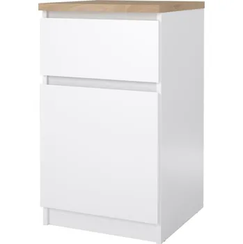 Noční stolek Noční stolek Simplicity IV, bílý lesk / hikora jackson