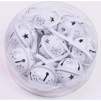 Vánoční ozdoba Rolničky bílo-stříbrné, 8ks