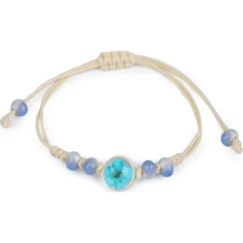 Náramek Náramek shamballa s korálky a květem modrá