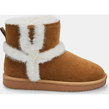 Dámská zimní obuv Baťa dámská kotníková obuv z semiše s vložkami z ekologické kožešiny hnědé, vel. 37