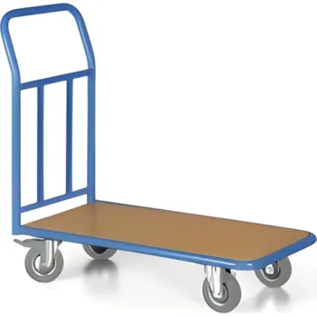 Plošinový vozík Plošinový vozík s odnímatelným madlem 800 x 500 mm, šedá kola - 4369